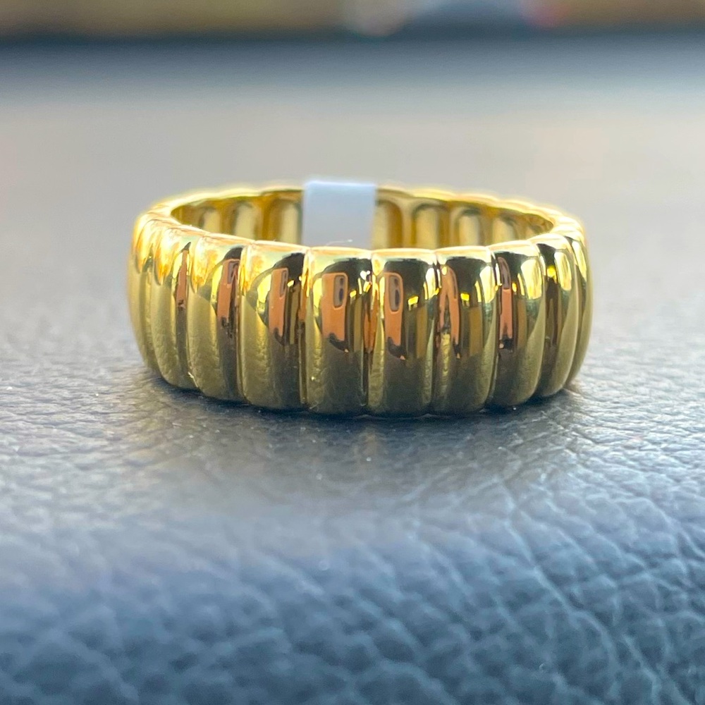 Argento Vivo Gold plated Ribbed Band Ring